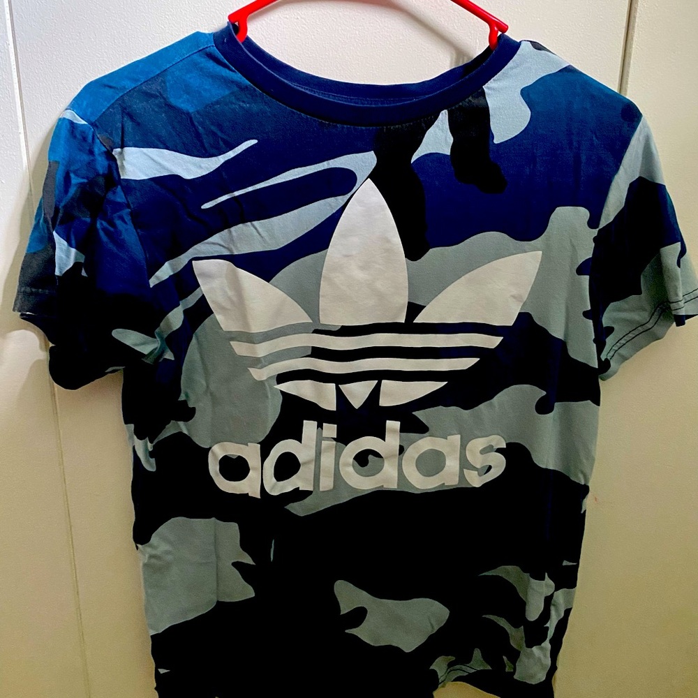 Big Boys Adidas Large Blue Camo Shirt